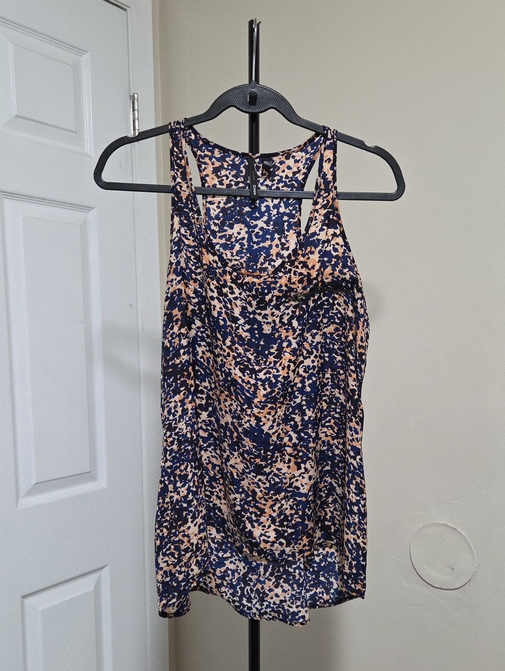 Mango Navy and Peach Printed Racerback Tank Top